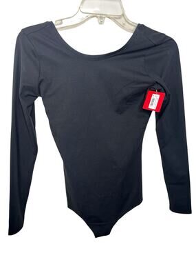 Spanx Women’s Black Long Sleeve Bodysuit S/P Moderate Compression Solid MPN